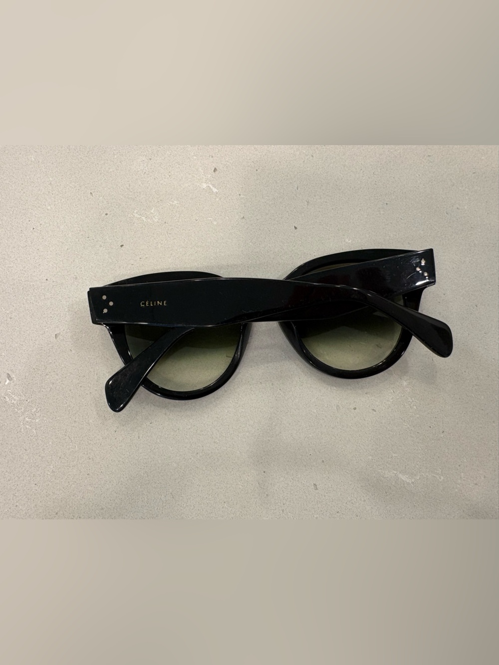 Celine Black Frame Sunglasses with Dark Green Lenses